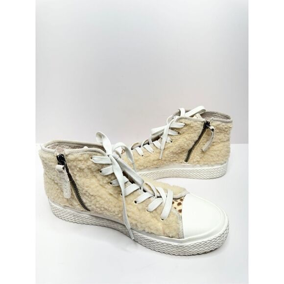 DOLCE VITA Sneakers Womens Hi Top Veola Plush Size 8.5 Fur Faux Calf Hair Suede - Picture 3 of 10
